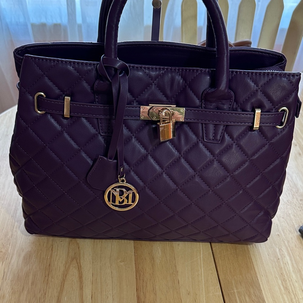 Badgley Mischka Elegant Purple Quilted Handbag